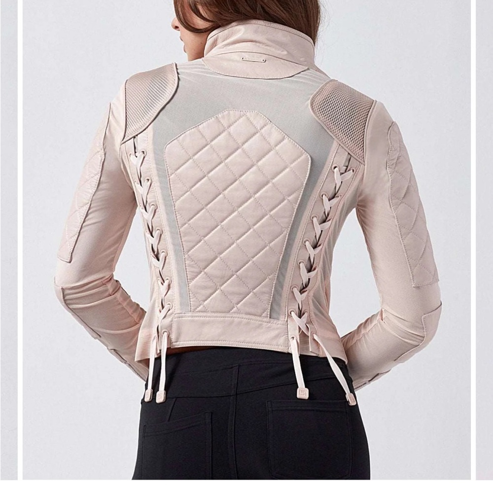 Blanc Noir Leather baby pink Moto Mesh Jacket Medium - Picture 3 of 12